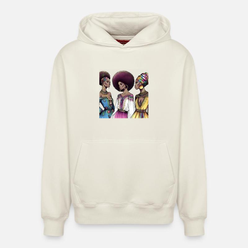 Afro style Élégance Africaine - Sweat à capuche unisexe décontracté en coton biologique – de SPREAD - blanc cassé