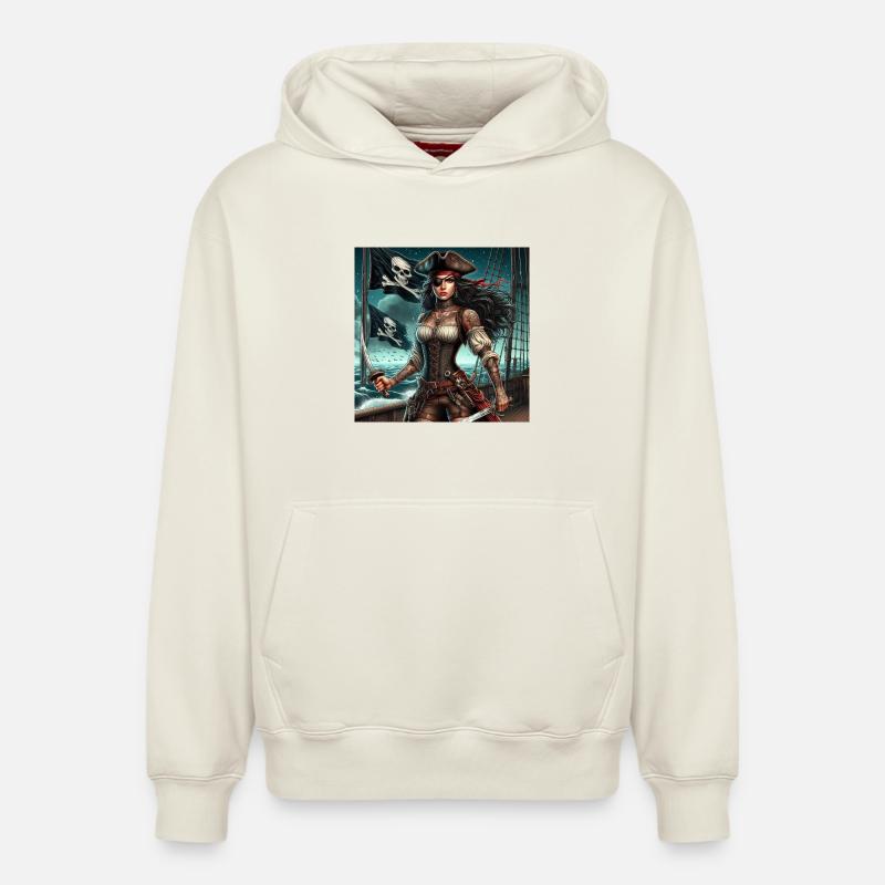 Femme pirate - Sweat à capuche unisexe décontracté en coton biologique – de SPREAD - blanc cassé