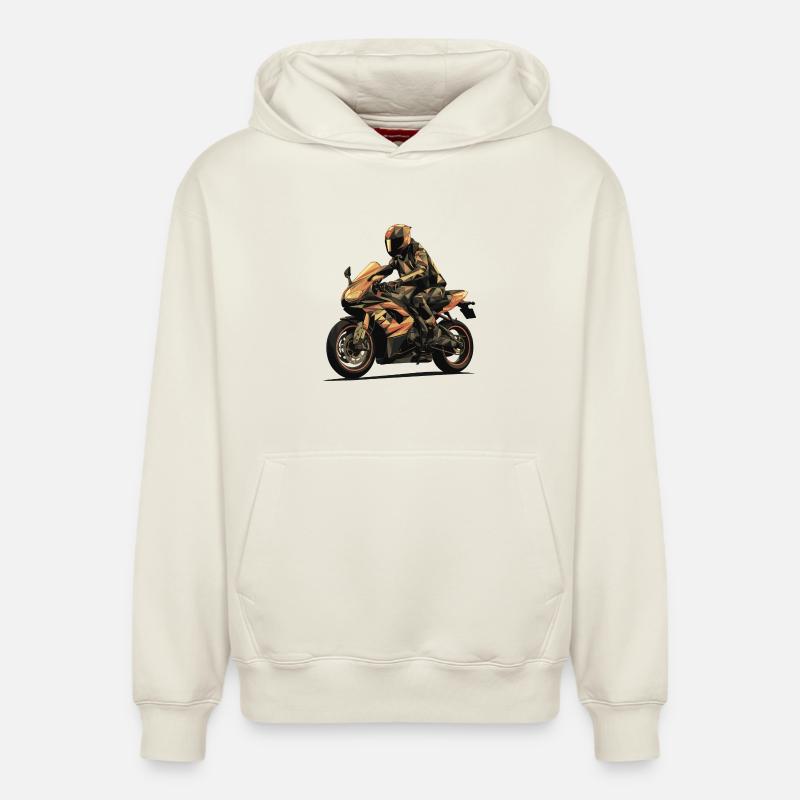 Le motard - Sweat à capuche unisexe décontracté en coton biologique – de SPREAD - blanc cassé