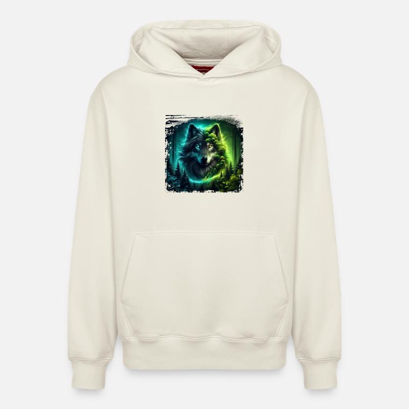 Loup - Sweat à capuche unisexe décontracté en coton biologique – de SPREAD - blanc cassé