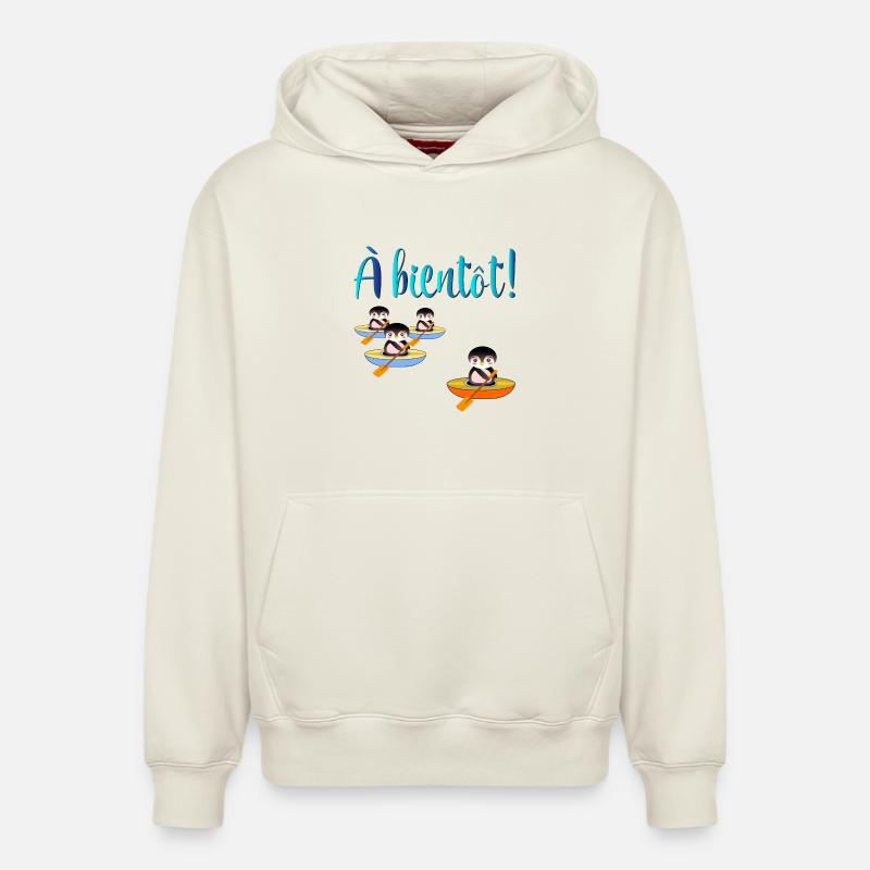 À Bientôt - Au revoir - Adieu - Sweat à capuche unisexe décontracté en coton biologique – de SPREAD - blanc cassé