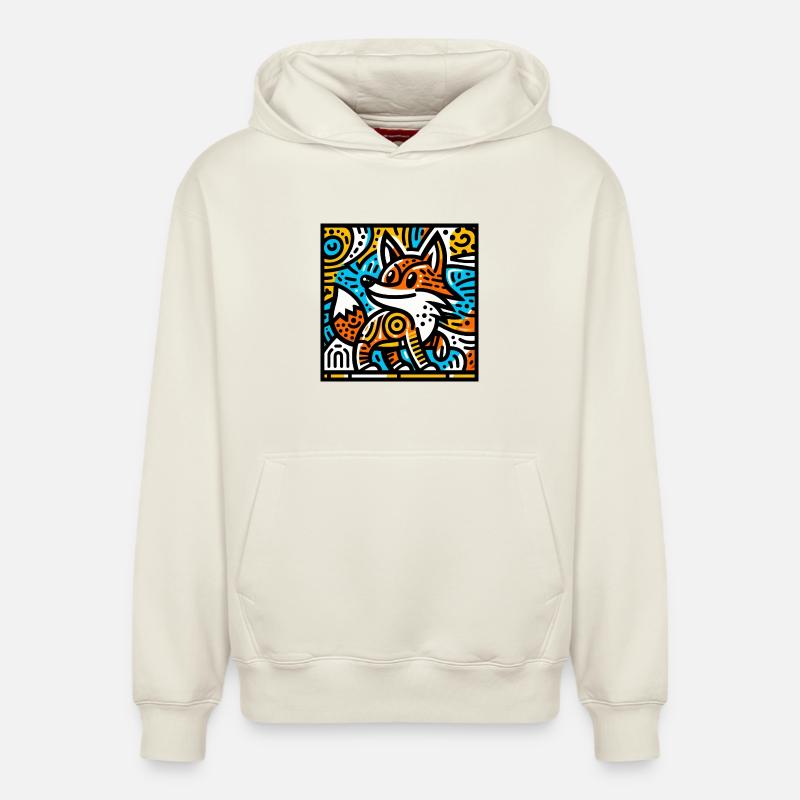Renard - Sweat à capuche unisexe décontracté en coton biologique – de SPREAD - blanc cassé