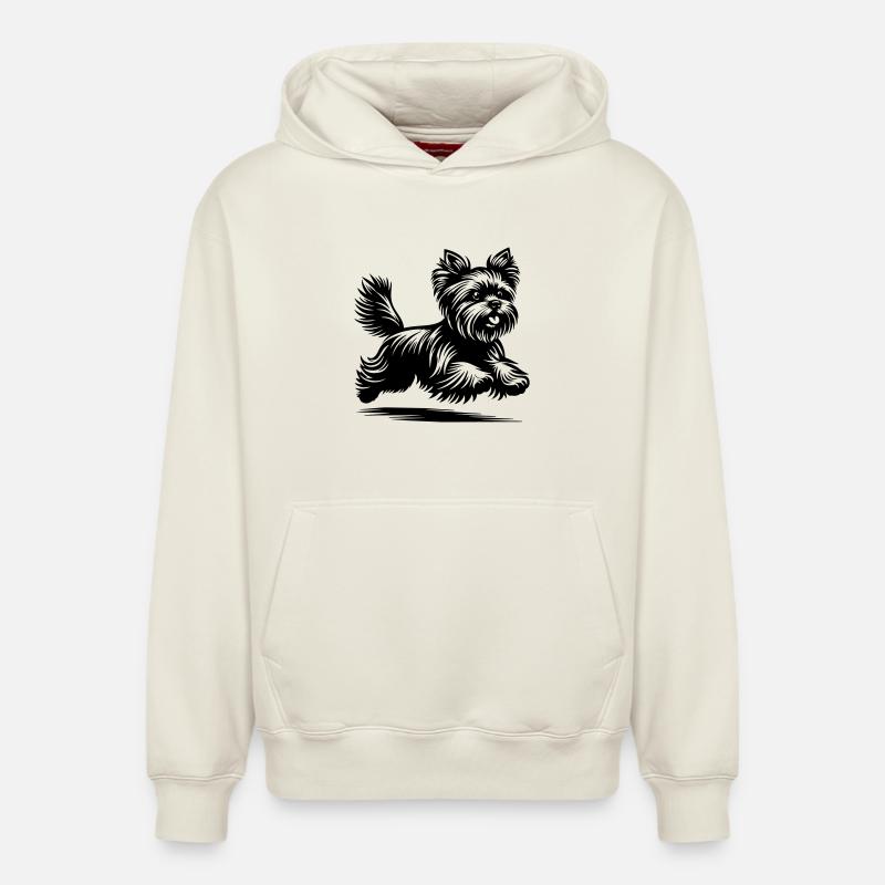 Yorkshire Terrier - Sweat à capuche unisexe décontracté en coton biologique – de SPREAD - blanc cassé