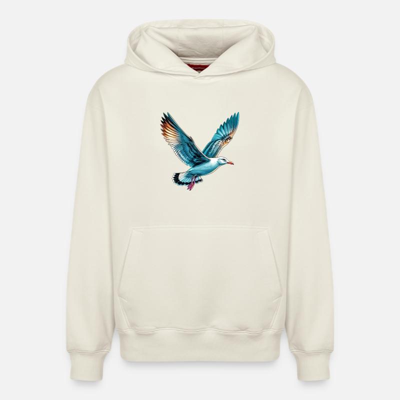Mouette - Sweat à capuche unisexe décontracté en coton biologique – de SPREAD - blanc cassé