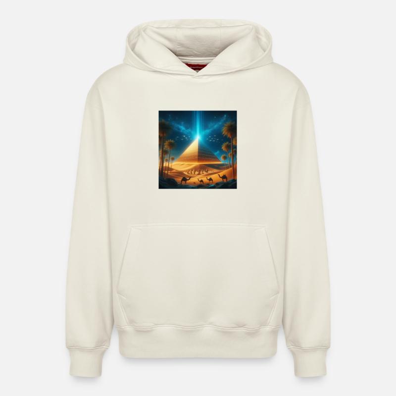 Pyramide 8 - Sweat à capuche unisexe décontracté en coton biologique – de SPREAD - blanc cassé