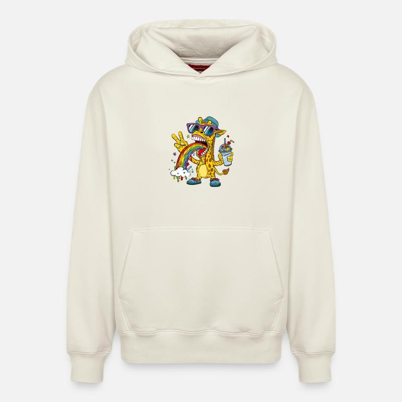 Girafe arc-en-ciel - Sweat à capuche unisexe décontracté en coton biologique – de SPREAD - blanc cassé