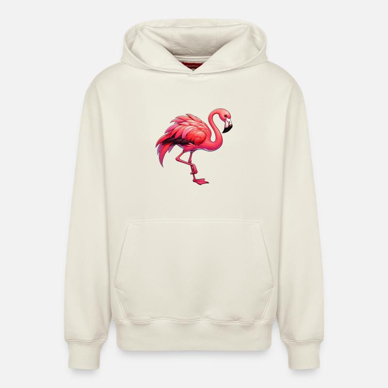 Flamant - Sweat à capuche unisexe décontracté en coton biologique – de SPREAD - blanc cassé
