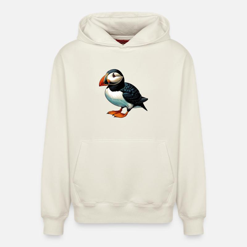 Macareux - Sweat à capuche unisexe décontracté en coton biologique – de SPREAD - blanc cassé