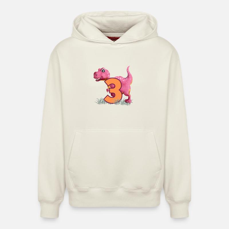 N°3 Dino - Sweat à capuche unisexe décontracté en coton biologique – de SPREAD - blanc cassé
