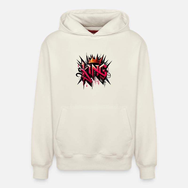 Couronne du Roi Graffiti - Sweat à capuche unisexe décontracté en coton biologique – de SPREAD - blanc cassé