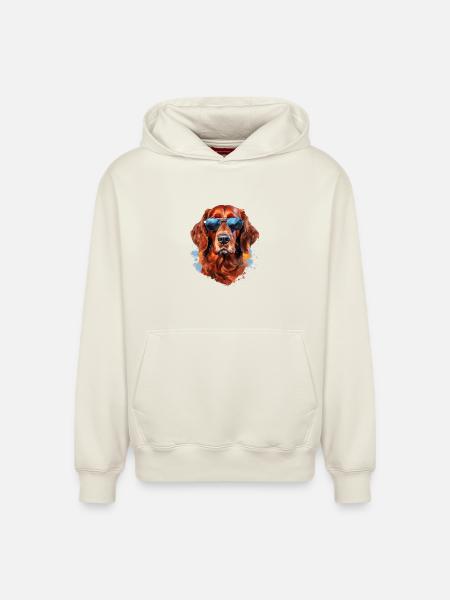 Irish Setter with Sunglasses - Relaxed Unisex Organic Hoodie – by SPREAD - off white