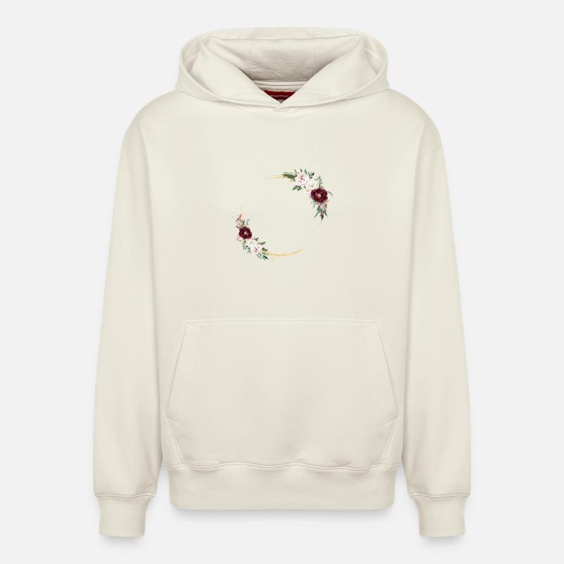 Cercle de fleurs personnalisable - Sweat à capuche unisexe décontracté en coton biologique – de SPREAD - blanc cassé