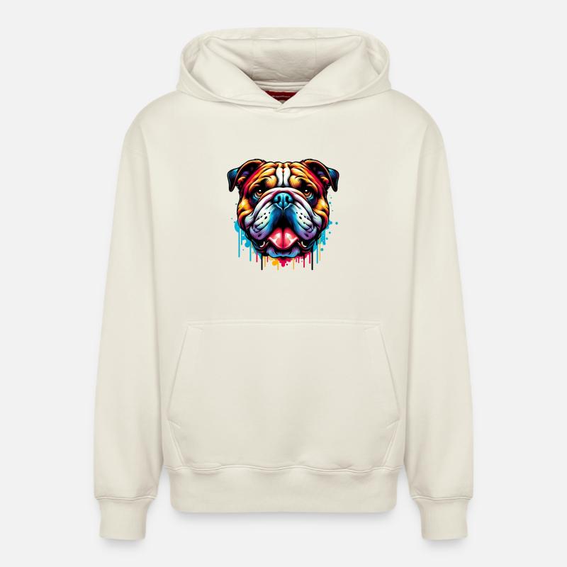 Bouledogue anglais Chien - Sweat à capuche unisexe décontracté en coton biologique – de SPREAD - blanc cassé