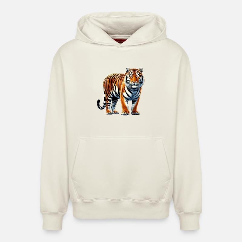 Tigre - Sweat à capuche unisexe décontracté en coton biologique – de SPREAD - blanc cassé