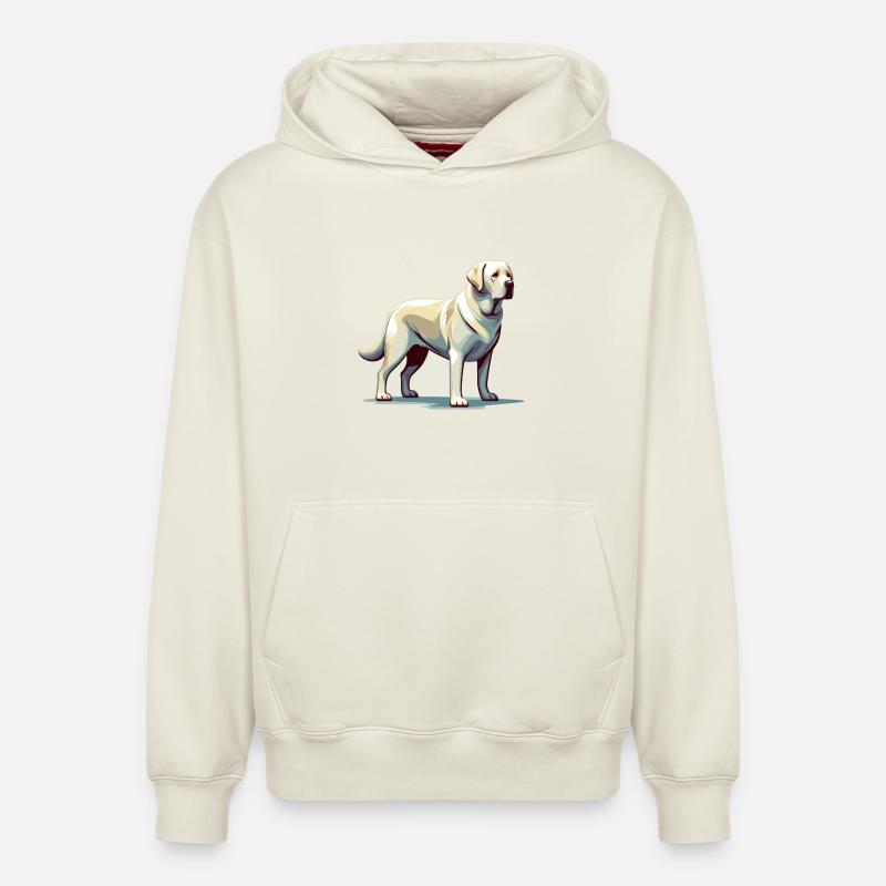 Labrador blanc debout - Sweat à capuche unisexe décontracté en coton biologique – de SPREAD - blanc cassé