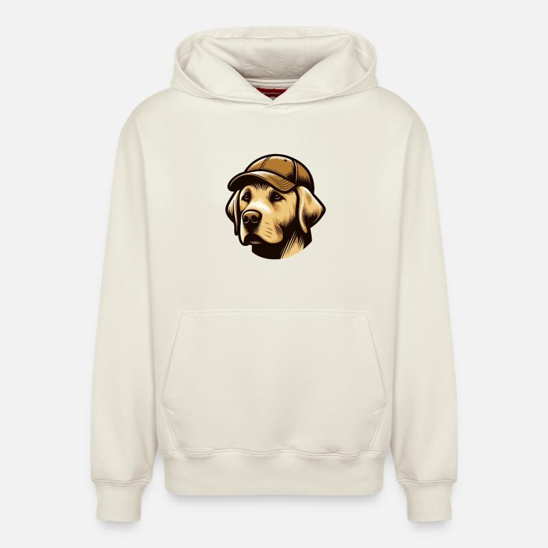 Labrador avec casquette - Sweat à capuche unisexe décontracté en coton biologique – de SPREAD - blanc cassé