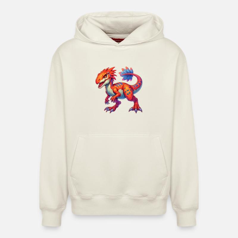 Dinosaure - Sweat à capuche unisexe décontracté en coton biologique – de SPREAD - blanc cassé