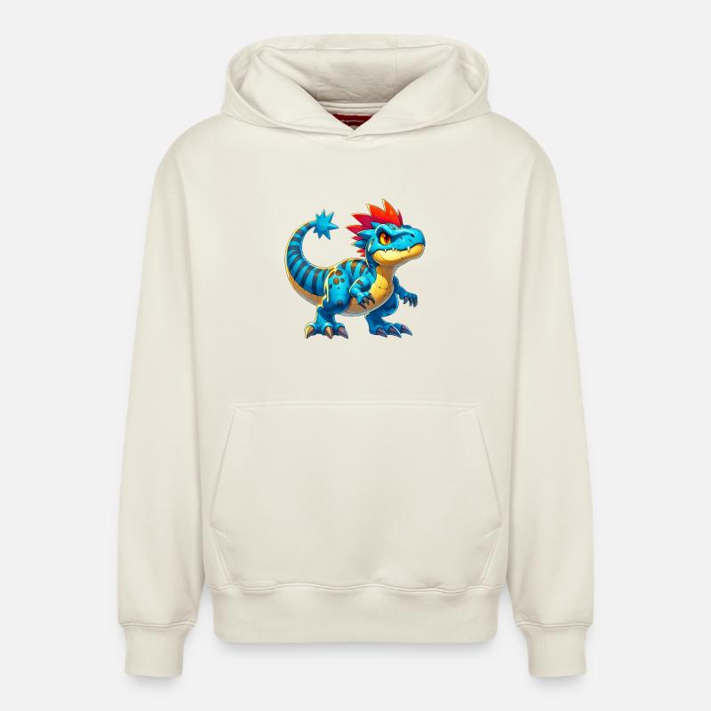 Dinosaure - Sweat à capuche unisexe décontracté en coton biologique – de SPREAD - blanc cassé