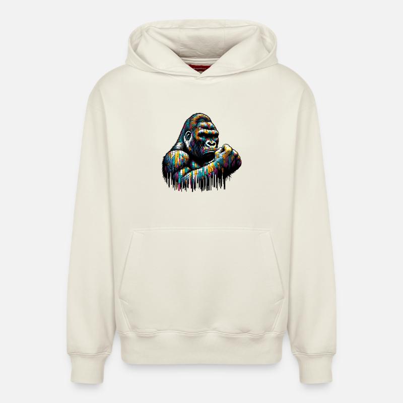 Gorille - Sweat à capuche unisexe décontracté en coton biologique – de SPREAD - blanc cassé