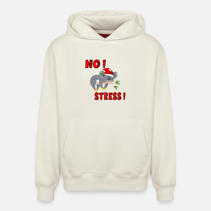 ANIMAUX DE NOËL SANS STRESS - Sweat à capuche unisexe décontracté en coton biologique – de SPREAD - blanc cassé