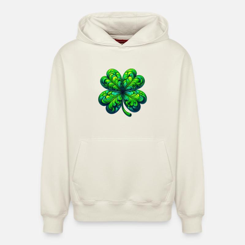 Trèfle à quatre feuilles - Sweat à capuche unisexe décontracté en coton biologique – de SPREAD - blanc cassé