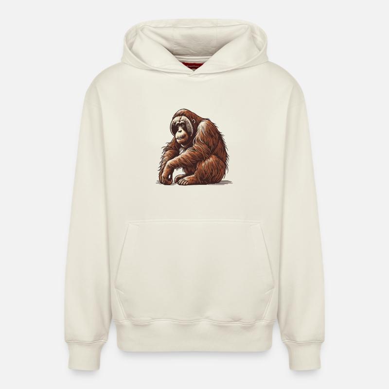 Orang-outan - Sweat à capuche unisexe décontracté en coton biologique – de SPREAD - blanc cassé