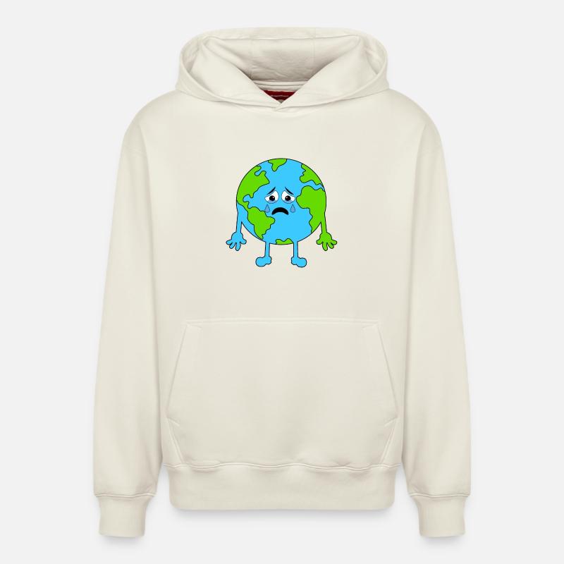 Terre Mélancolique Illustration - Sweat à capuche unisexe décontracté en coton biologique – de SPREAD - blanc cassé