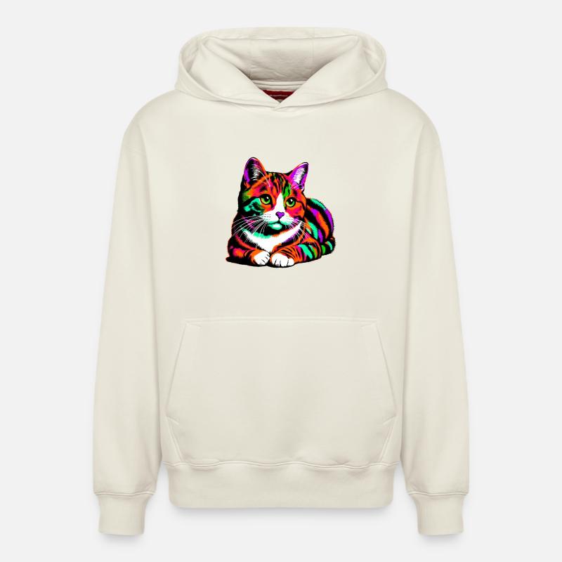 Chat - Sweat à capuche unisexe décontracté en coton biologique – de SPREAD - blanc cassé