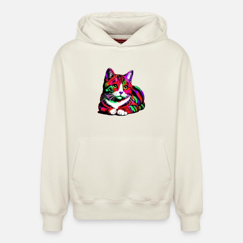 Chat - Sweat à capuche unisexe décontracté en coton biologique – de SPREAD - blanc cassé