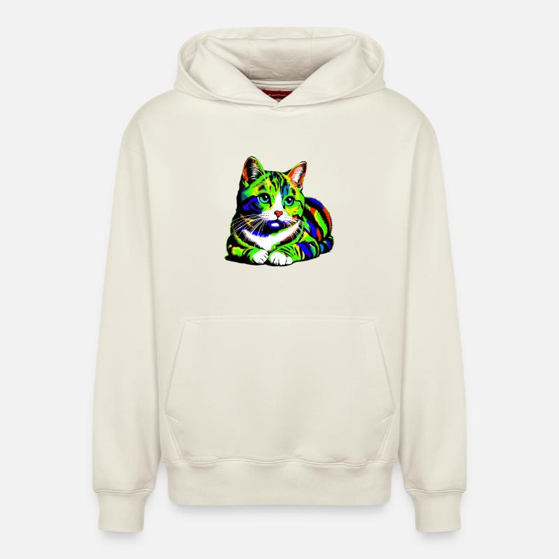 Chat - Sweat à capuche unisexe décontracté en coton biologique – de SPREAD - blanc cassé