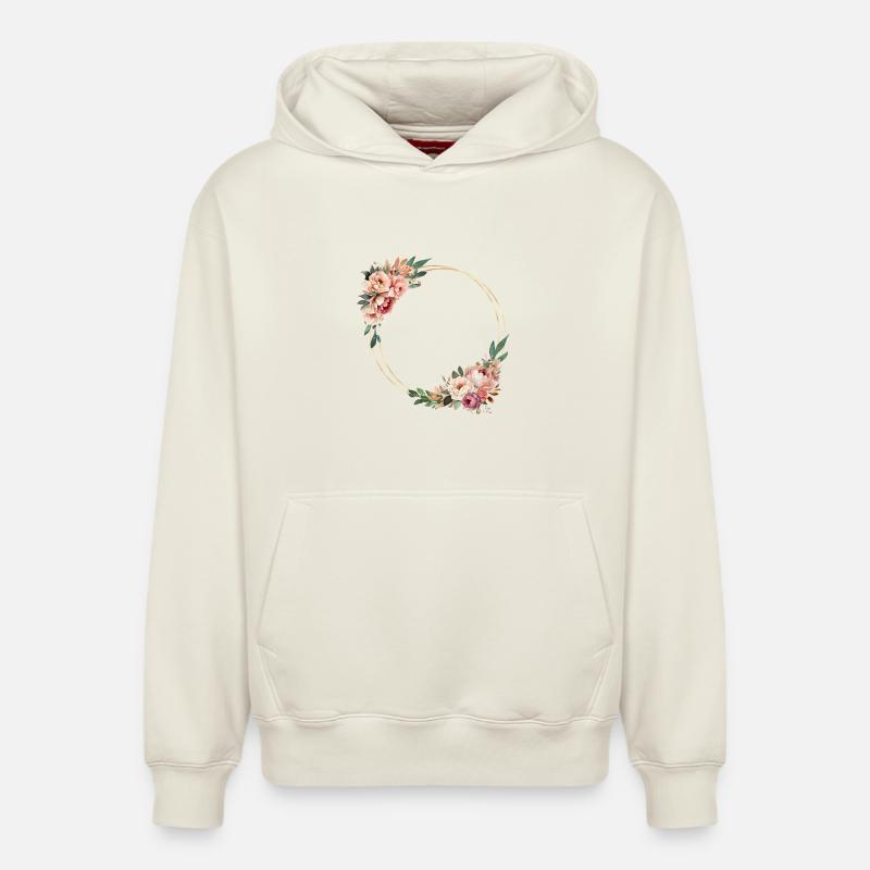 Couronne de fleurs rustique, personnalisable - Sweat à capuche unisexe décontracté en coton biologique – de SPREAD - blanc cassé