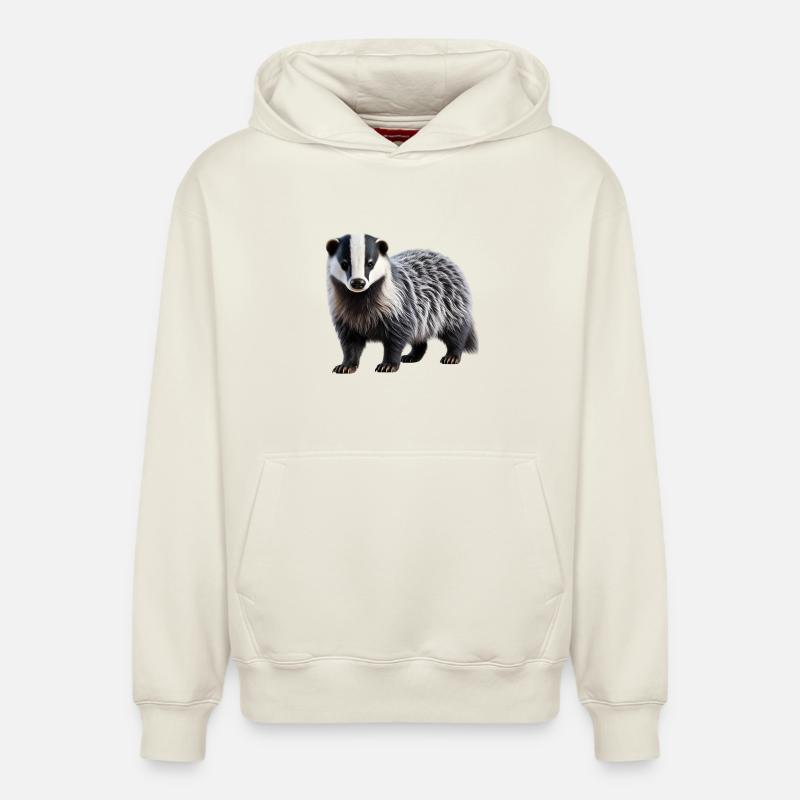Blaireau - Sweat à capuche unisexe décontracté en coton biologique – de SPREAD - blanc cassé