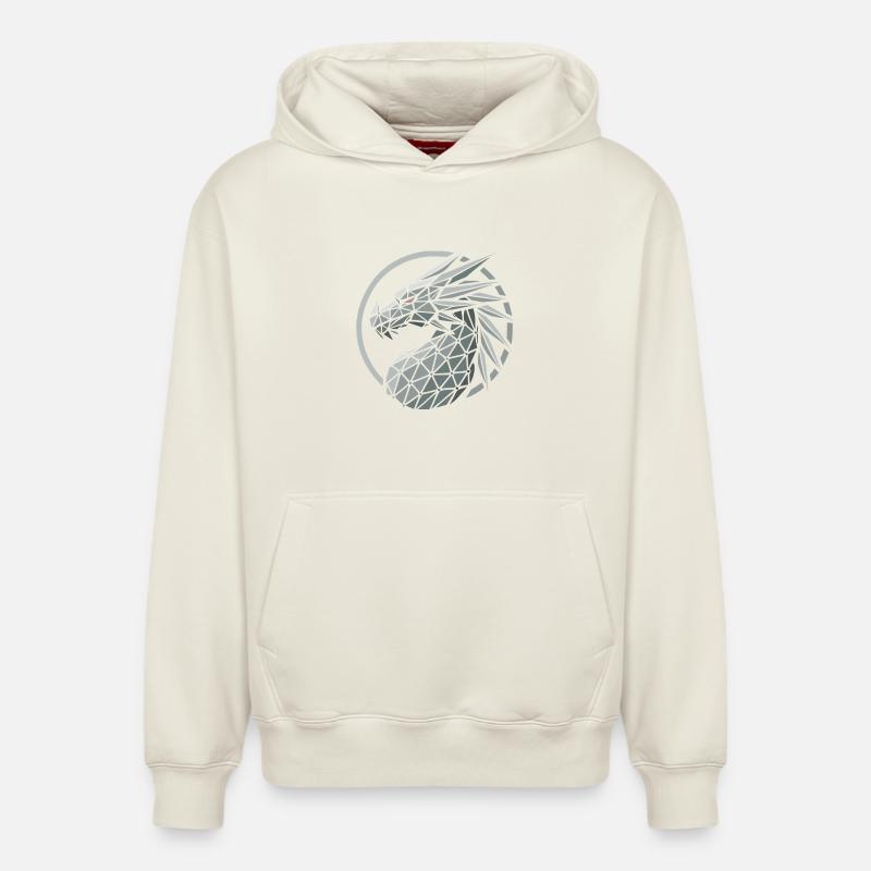 tete dragon polygones bleu - Sweat à capuche unisexe décontracté en coton biologique – de SPREAD - blanc cassé
