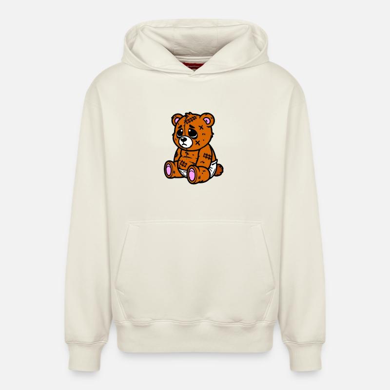 Petit ours triste - Sweat à capuche unisexe décontracté en coton biologique – de SPREAD - blanc cassé