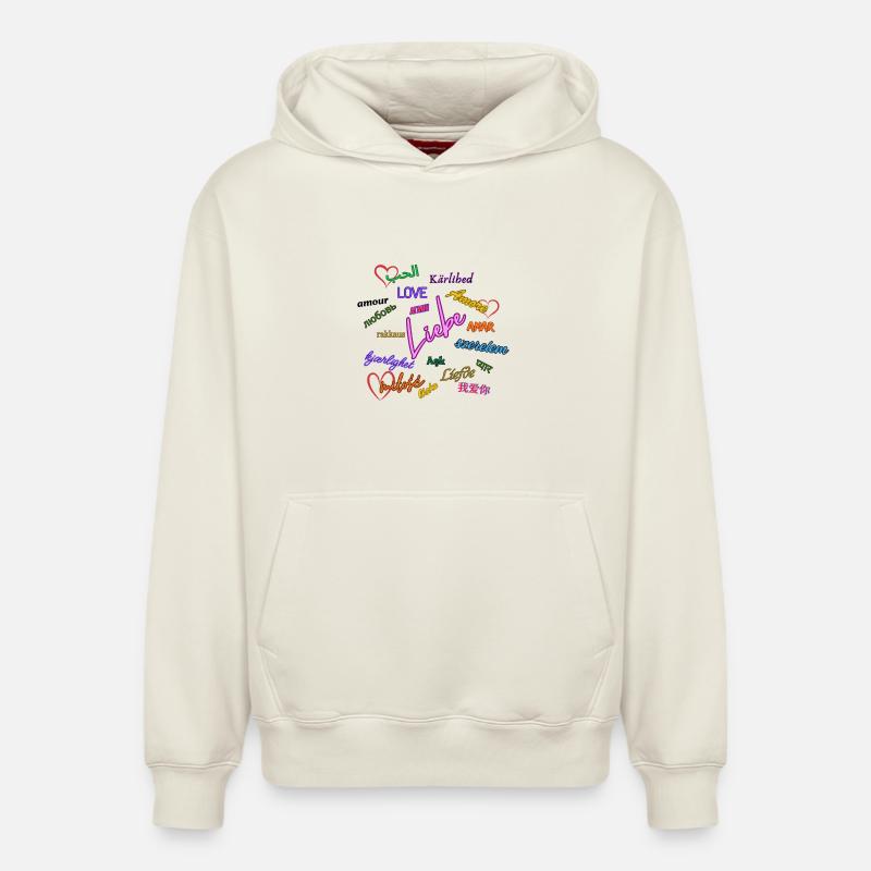 Amour - Sweat à capuche unisexe décontracté en coton biologique – de SPREAD - blanc cassé