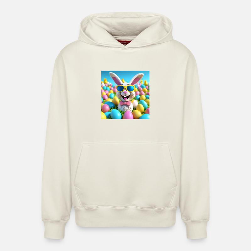 pâques, joyeuses pâques, easter - Sweat à capuche unisexe décontracté en coton biologique – de SPREAD - blanc cassé
