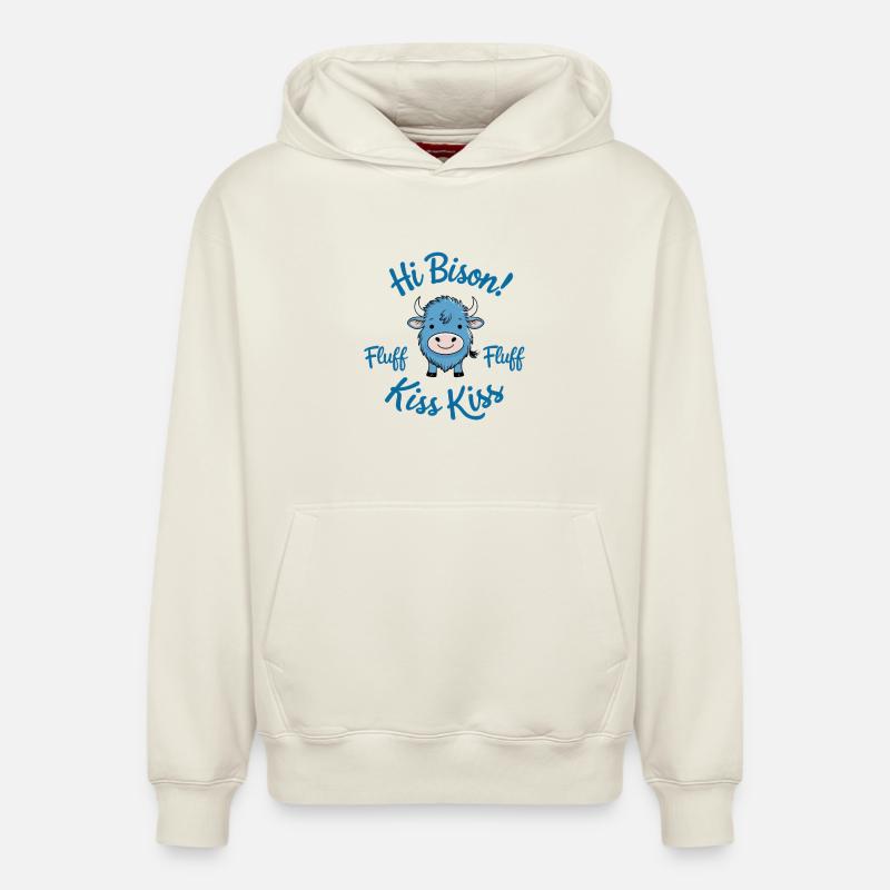 Salut Bison Fluff Fluff - Sweat à capuche unisexe décontracté en coton biologique – de SPREAD - blanc cassé