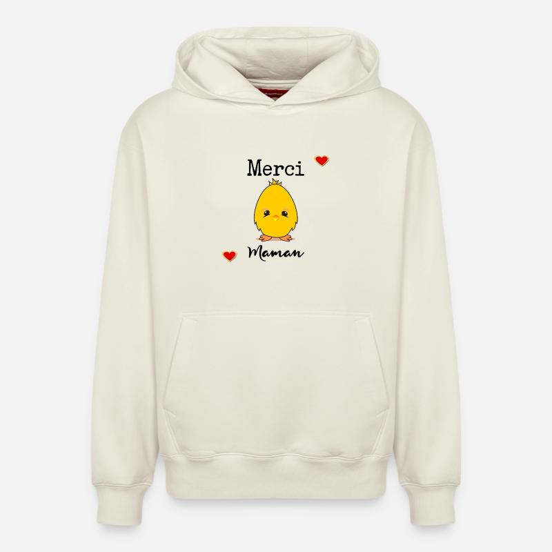 MERCI MAMAN AMOUR - Sweat à capuche unisexe décontracté en coton biologique – de SPREAD - blanc cassé