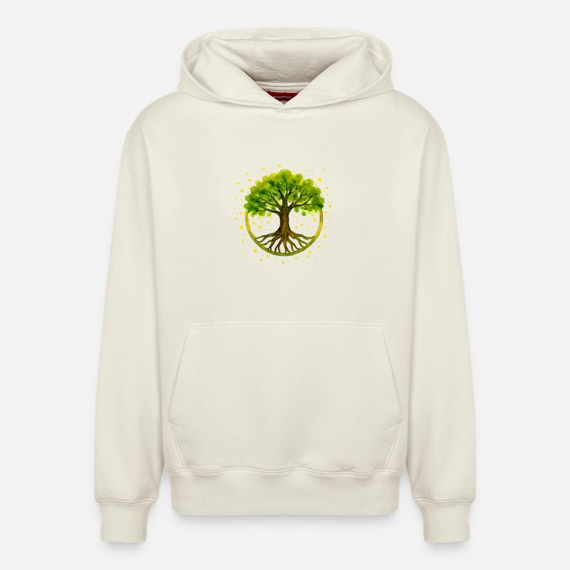 Lebensbaum - Relaxed Unisex Organic Hoodie – von SPREAD - Naturweiß