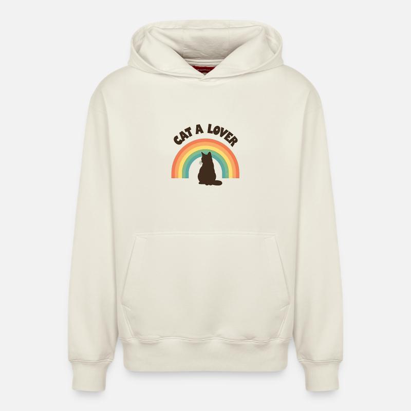 Chat amour arc-en-ciel - Sweat à capuche unisexe décontracté en coton biologique – de SPREAD - blanc cassé