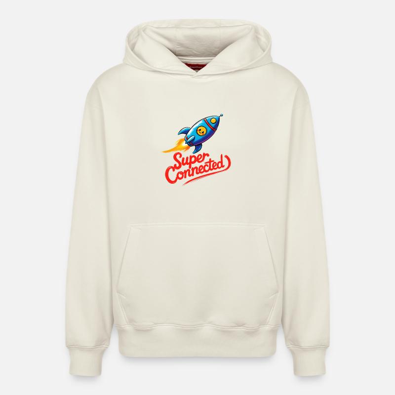 Super connecté - Sweat à capuche unisexe décontracté en coton biologique – de SPREAD - blanc cassé