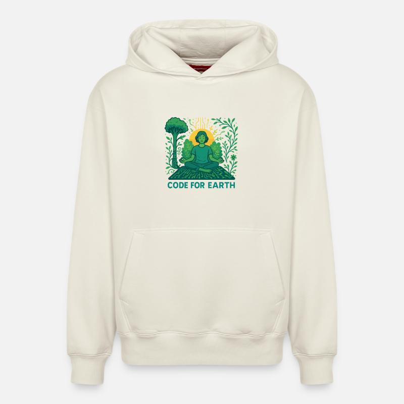 Code pour la Terre - Sweat à capuche unisexe décontracté en coton biologique – de SPREAD - blanc cassé