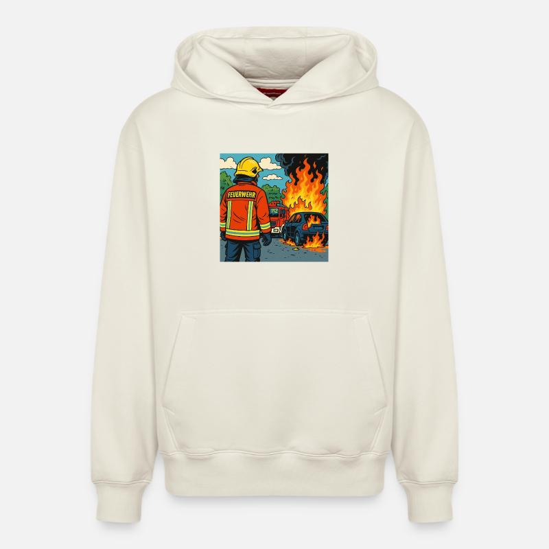 Brandbekämpfer Cartoon Einsatz - Relaxed Unisex Organic Hoodie – von SPREAD - Naturweiß