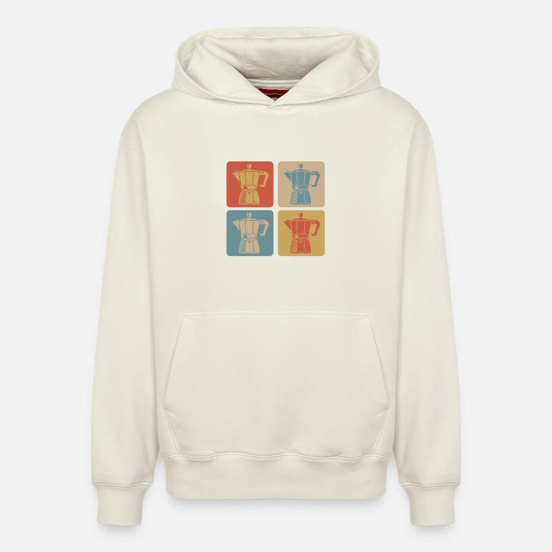 Machine à expresso rétro - Sweat à capuche unisexe décontracté en coton biologique – de SPREAD - blanc cassé