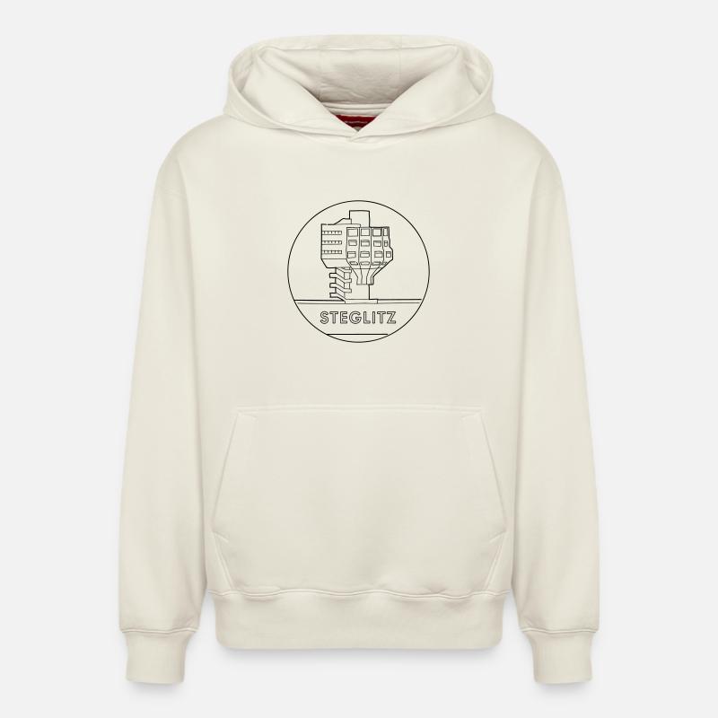 Steglitz mit Bierpinsel - Relaxed Unisex Organic Hoodie – von SPREAD - Naturweiß