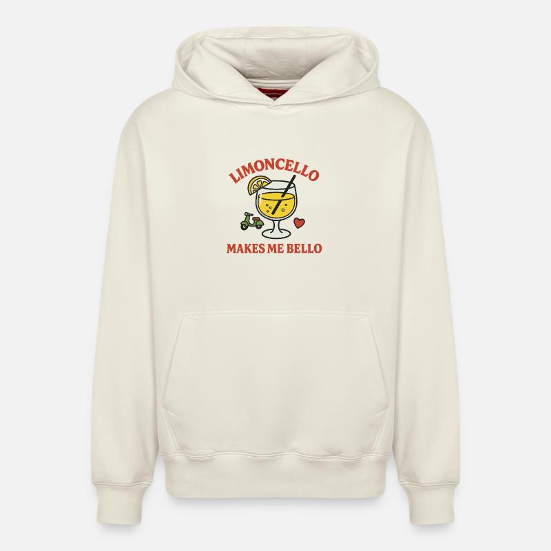Limoncello Plaisir Illustration - Sweat à capuche unisexe décontracté en coton biologique – de SPREAD - blanc cassé