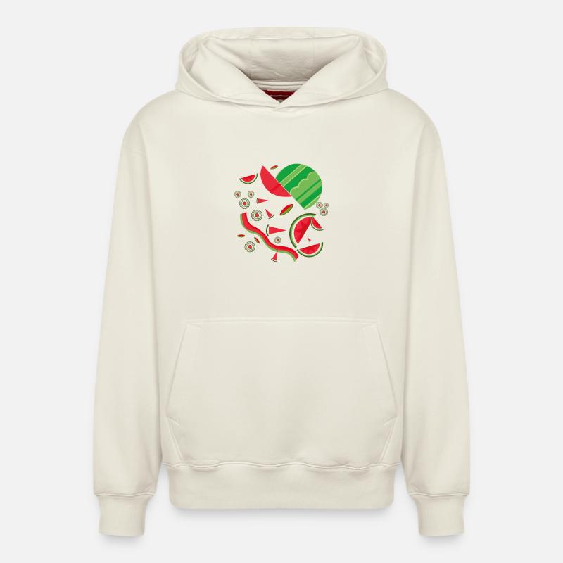 Design abstrait de pastèque - Sweat à capuche unisexe décontracté en coton biologique – de SPREAD - blanc cassé