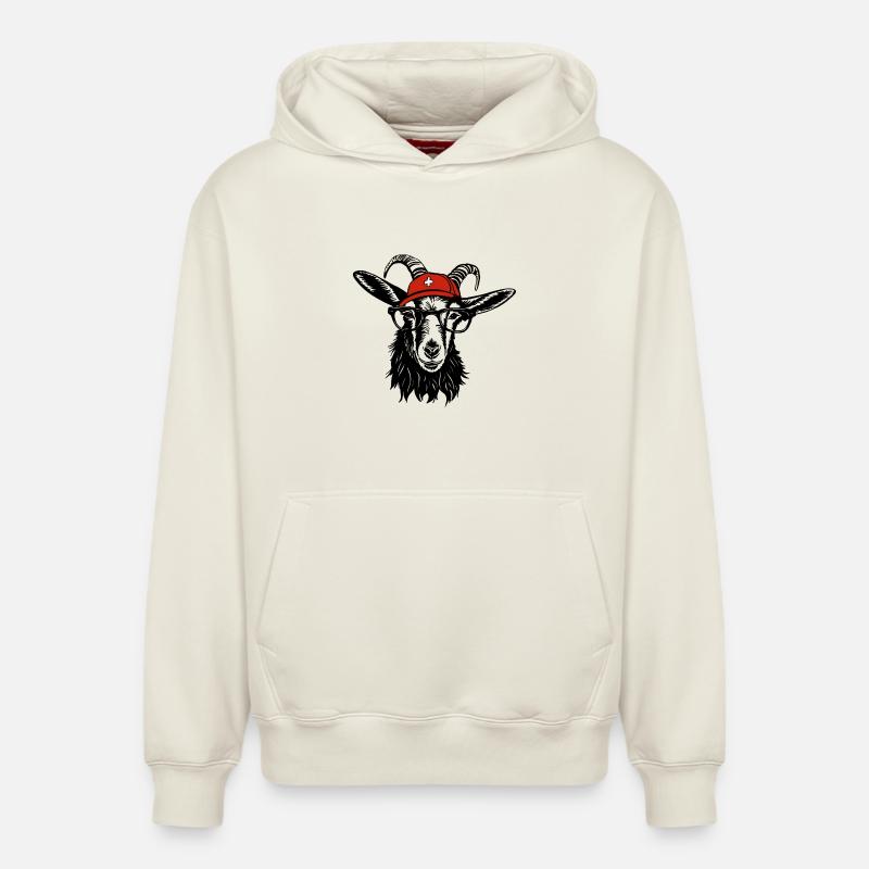 Billy bouc noir - Sweat à capuche unisexe décontracté en coton biologique – de SPREAD - blanc cassé