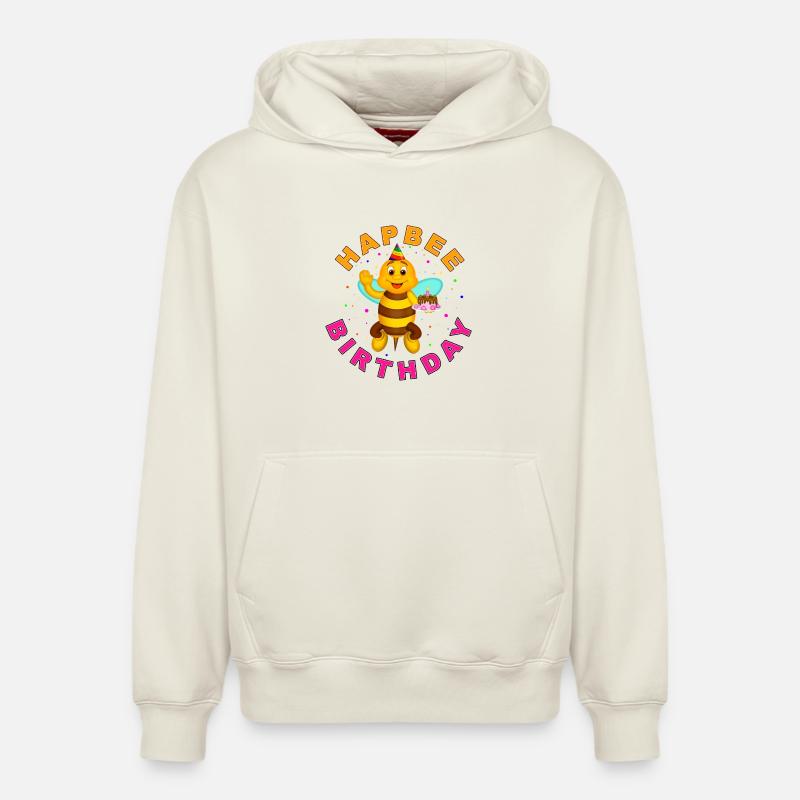 Joyeux anniversaire avec texte - Sweat à capuche unisexe décontracté en coton biologique – de SPREAD - blanc cassé