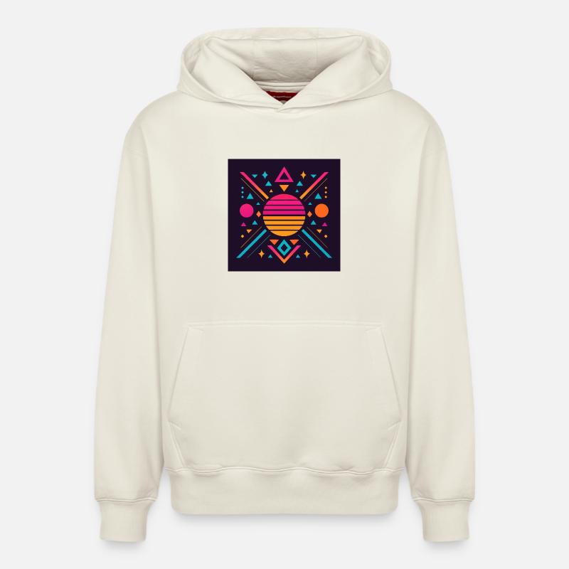 Synthwave geometric pattern - Relaxed Unisex Organic Hoodie – by SPREAD - off white